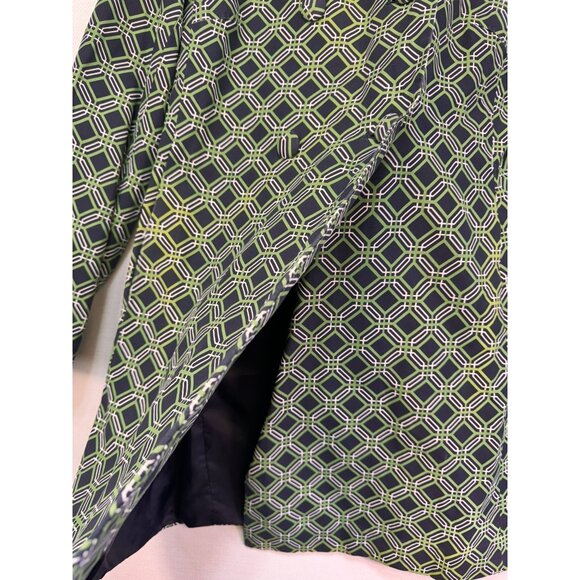 Banana Republic Womens Geometric Pattern Coat Small Green Black - Picture 5 of 13
